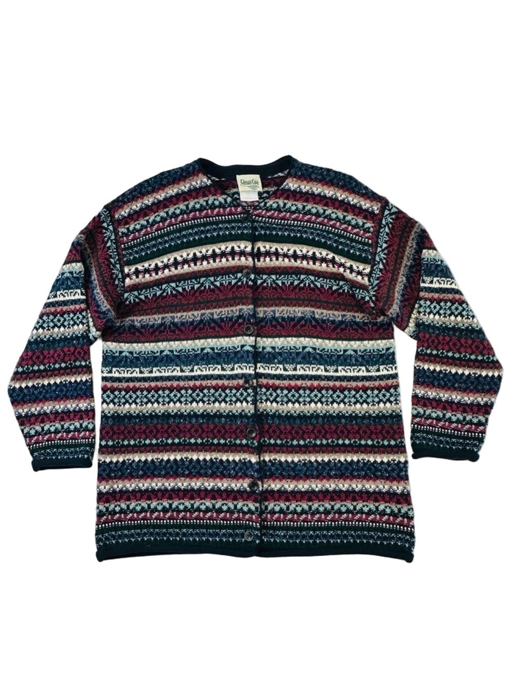 90s Vintage Womens cardigan sweater Large Fits 12-14 multicolour Retro womens